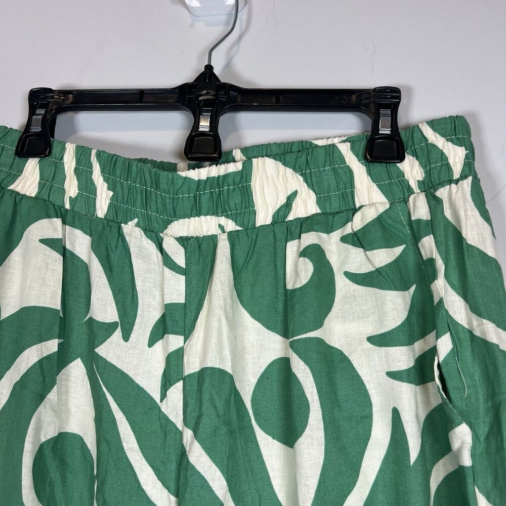 Panama Jack Womens Linen Blend Crop Pants Pockets green white‎ preowned medium - Picture 4 of 7